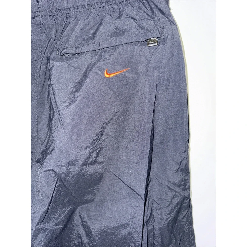 Y2K Nike Swoosh Track Pants Black Gray Windbreaker Joggers‎ Men's Medium
